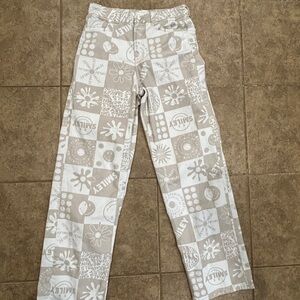 Tan and cream H&M x Smiley straight leg jeans size 4 #smileyjeans